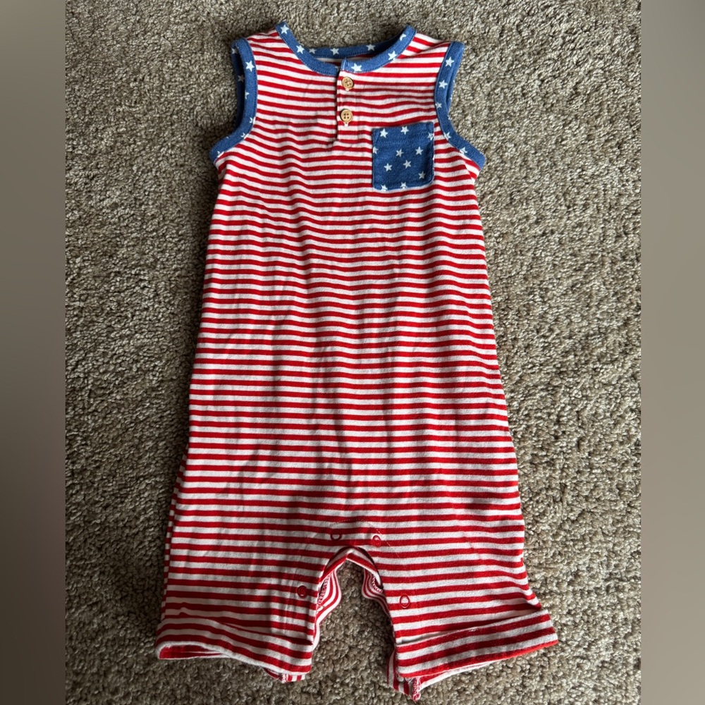 Cat & Jack Red and White Striped Baby Romper